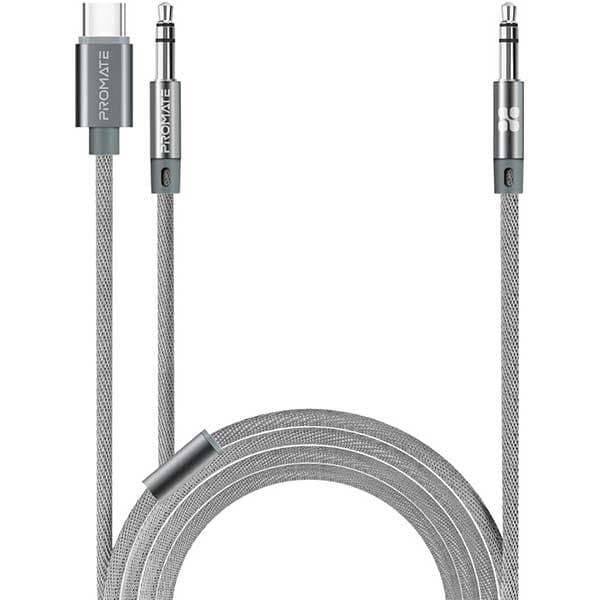 Cablu audio PROMATE AUXLink-CM, Jack 3.5mm - USB-C/Jack 3.5mm, 1.2m, gri