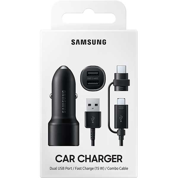 Incarcator auto SAMSUNG Car Charger Duo EP-L1100WBEGEU, MicroUSB, USB-C, 2xUSB, negru