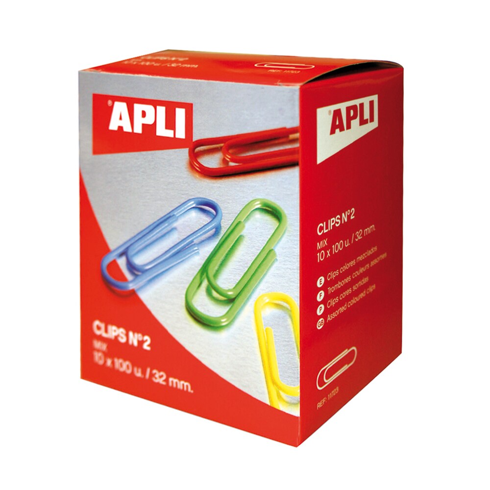 Agrafe de birou colorate APLI, 32 mm, 100 buc/cutie