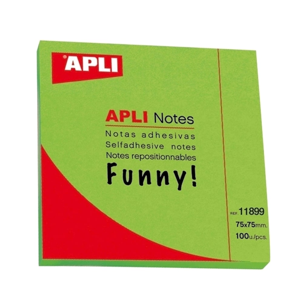 Notite adezive APLI, 100 file, 75 x 75mm, verde