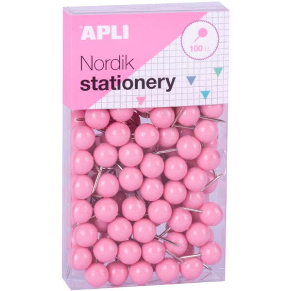 Ace pentru tabla APLI Nordik Stationary, 9 x 20 mm, 100 bucati, diverse culori