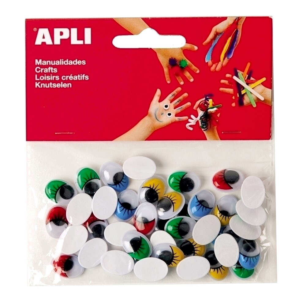 Set creativ APLI Ochisori adezivi rotunzi, 100 bucati, diverse culori