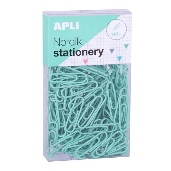 Agrafe APLI Nordik Stationery, 28 mm, 140 bucati, diverse culori