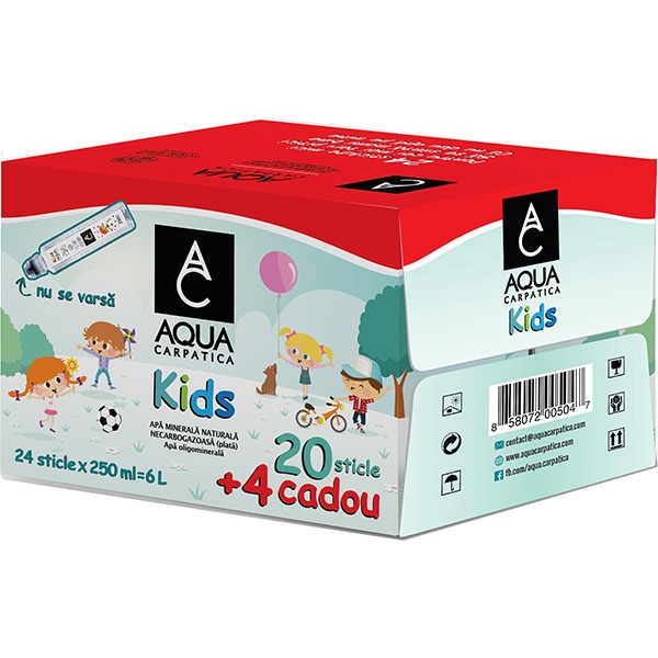 Apa plata AQUA CARPATICA Kids Promo bax 0.25L x 24 sticle