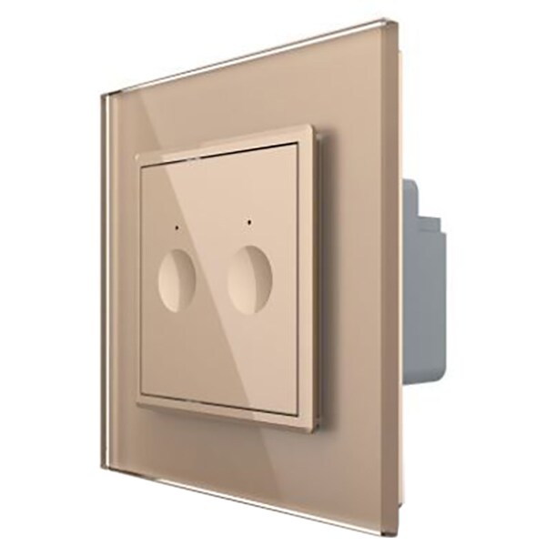 Intrerupator touch dublu cap-scara/cruce LIVOLO 722000413 + C7-SR-13, incastrat, 5A, IP44, auriu