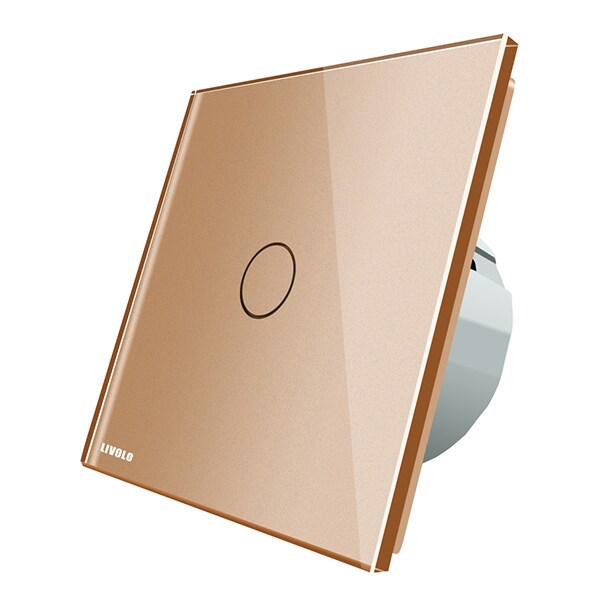 Intrerupator smart simplu contact uscat impuls LIVOLO VL-C701IR-13, Wi-Fi, Touch, auriu