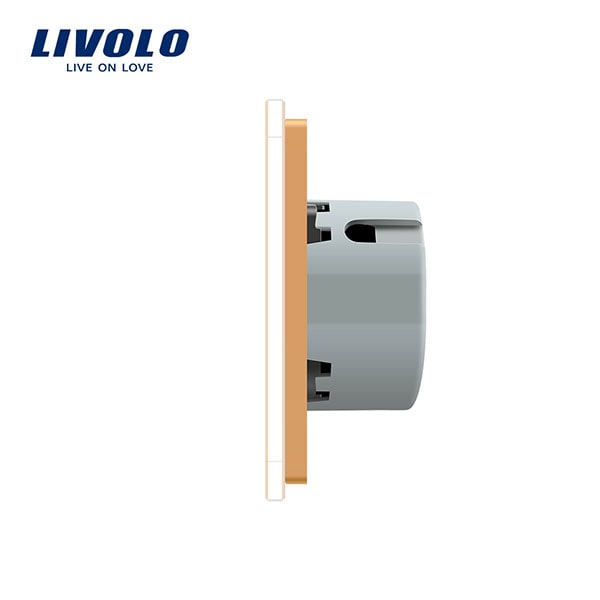 Intrerupator touch simplu cap-scara/cruce LIVOLO VL-C701S-13, incastrat, 5A, IP44, auriu
