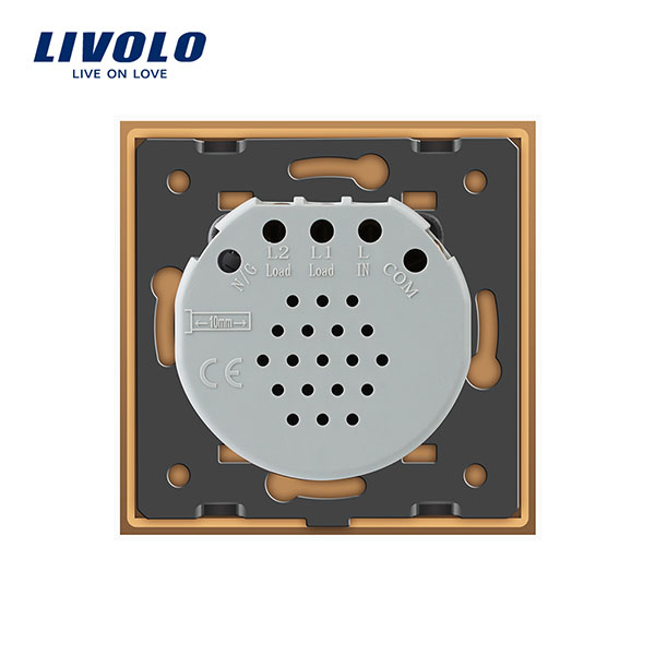 Intrerupator touch simplu cap-scara/cruce LIVOLO VL-C701S-13, incastrat, 5A, IP44, auriu