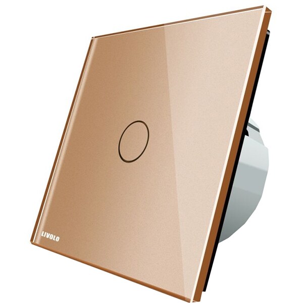 Intrerupator touch simplu cap-scara/cruce LIVOLO VL-C701SR-13, incastrat, 5A, IP44, auriu