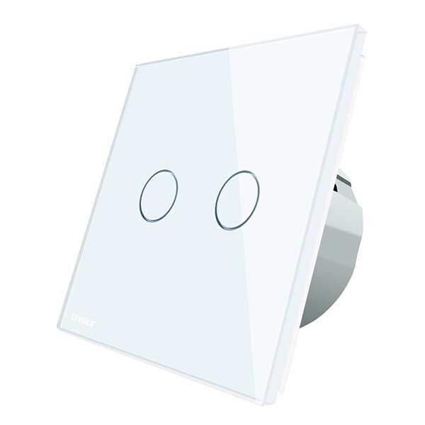 Intrerupator smart dublu contact uscat impuls LIVOLO VL-C702IR-11, Wi-Fi, Touch, alb