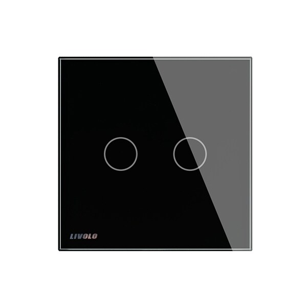 Intrerupator smart dublu contact uscat impuls LIVOLO VL-C702IR-12, Wi-Fi, Touch, negru