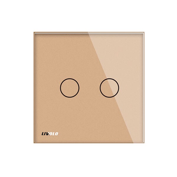 Intrerupator touch dublu LIVOLO VL-C702R-13, incastrat, 5A, IP44, auriu