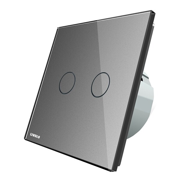 Intrerupator touch dublu draperie LIVOLO VL-C702W-15, incastrat, 5A, gri