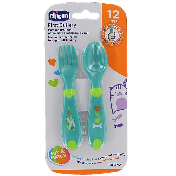 Set de tacamuri CHICCO, 12 luni +, 2 piese, verde