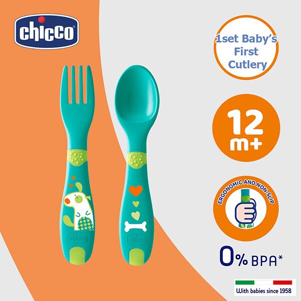 Set de tacamuri CHICCO, 12 luni +, 2 piese, verde