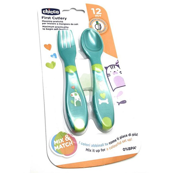 Set de tacamuri CHICCO, 12 luni +, 2 piese, verde