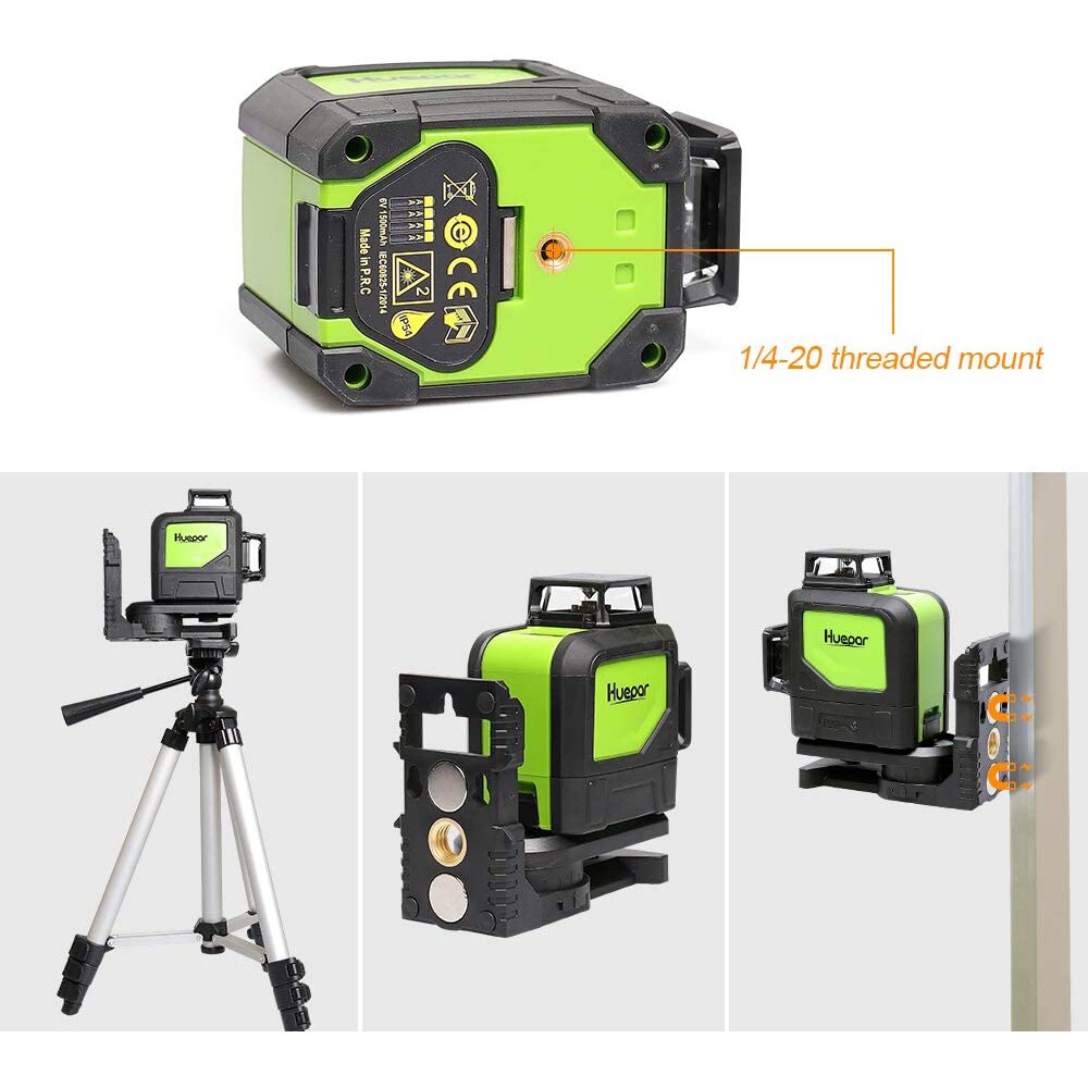 Nivela cu laser HUEPAR 902CG, raza 35m, negru-verde