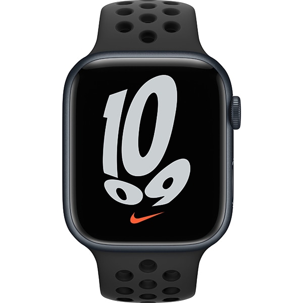 APPLE Watch Nike Series 7, GPS + Cellular, 45mm Midnight Aluminium Case, Anthracite/Black Nike Sport Band