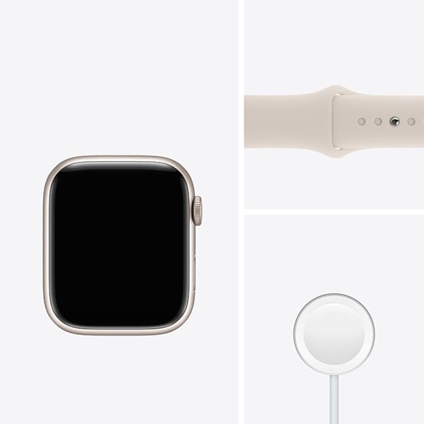APPLE Watch Series 7, GPS, 41mm Starlight Aluminium Case, Starlight Sport Band