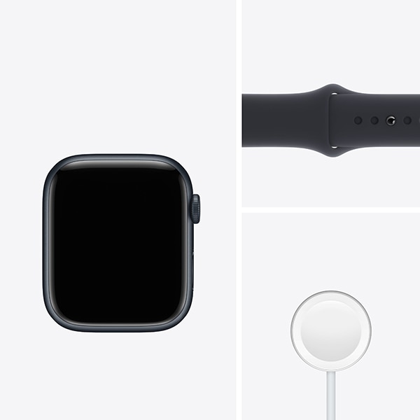 APPLE Watch Series 7, GPS, 45mm Midnight Aluminium Case, Midnight Sport Band 