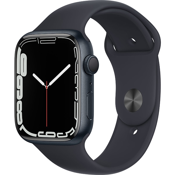 APPLE Watch Series 7, GPS, 45mm Midnight Aluminium Case, Midnight Sport Band 