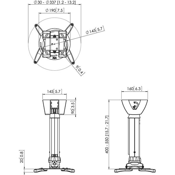 Suport tavan pentru videoproiector VOGEL'S VG-PPC1540WHITE