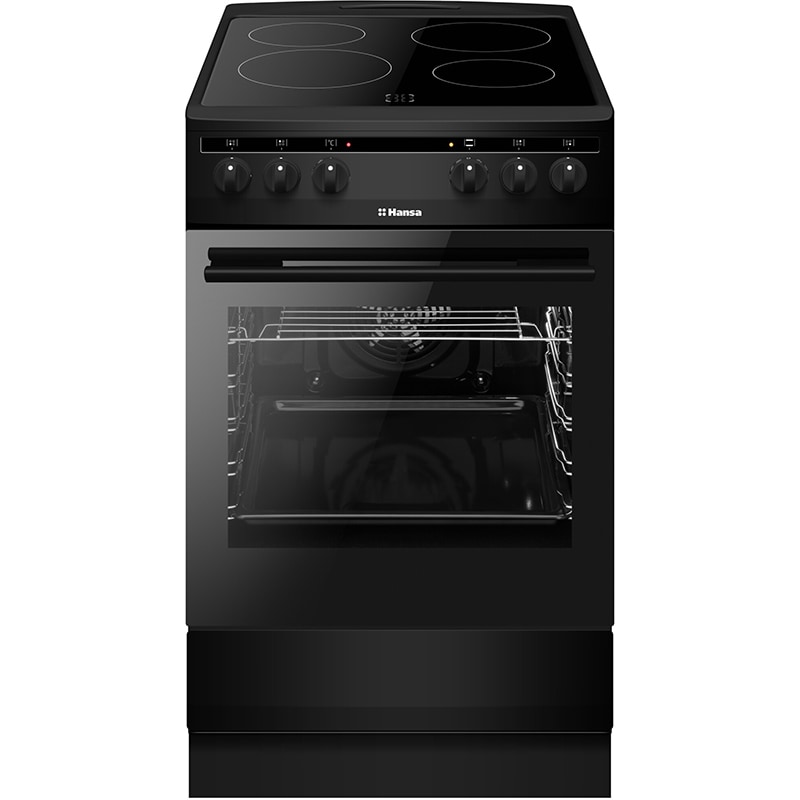 Aragaz HANSA FCCM58088, 4 arzatoare, Electric, L 50 cm, Grill, negru