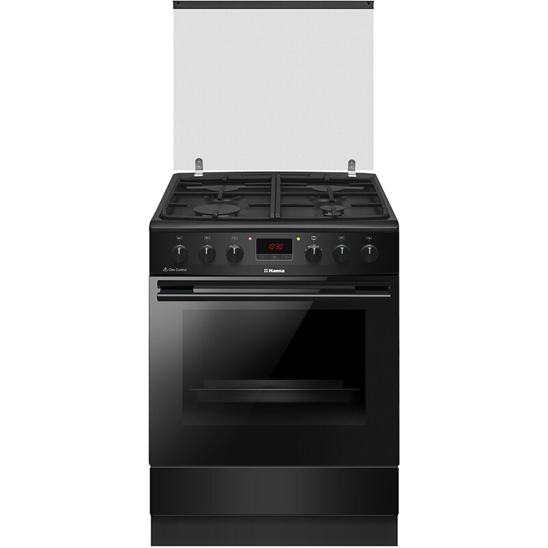 Aragaz HANSA FCMS682090, 4 arzatoare, Gaz + Electric, L 60 cm, negru