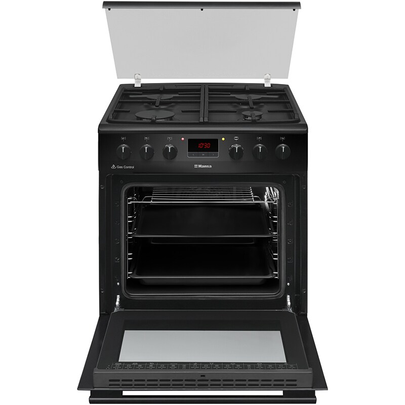 Aragaz HANSA FCMS682090, 4 arzatoare, Gaz + Electric, L 60 cm, negru