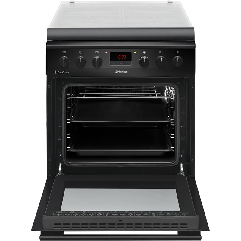 Aragaz HANSA FCMS682090, 4 arzatoare, Gaz + Electric, L 60 cm, negru