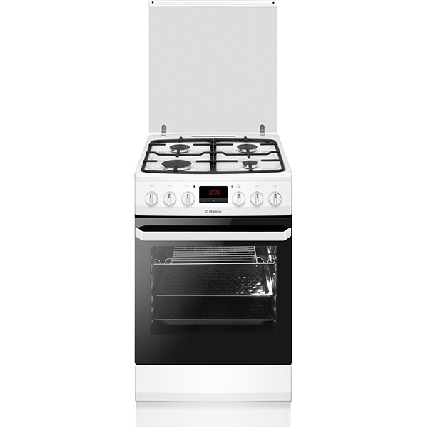 Aragaz HANSA FCMW59299, 4 arzatoare, Gaz + Electric, L 50 cm, alb