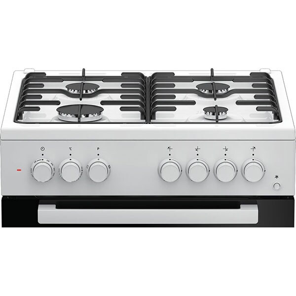 Aragaz BEKO FSST62110DW, 4 arzatoare, Gaz + Electric, L 60 cm, Grill, Rotisor, alb