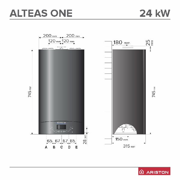 Centrala termica pe gaz in condensare ARISTON Alteas One Net, 24 kW, Kit evacuare inclus