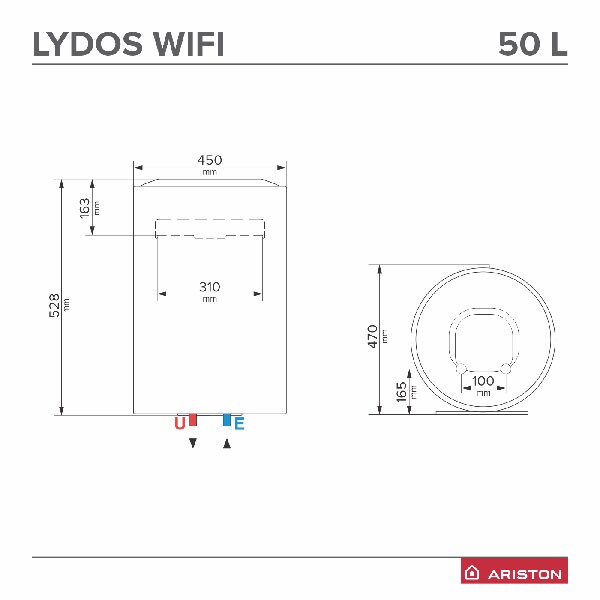 Boiler electric ARISTON Lydos, Wi-Fi, 50l, 1800W, alb