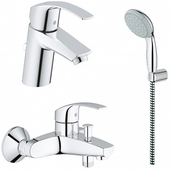 Set baterie cada si dus GROHE Eurosmart 123582, metal, argintiu