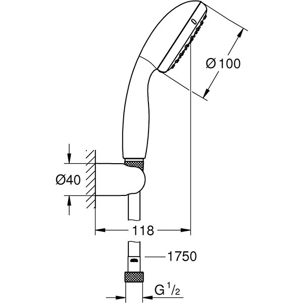 Set dus GROHE Vitalio Go 100 26198000, 1 functie, crom