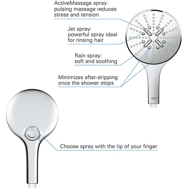 Para dus GROHE Rainshower SmartActive 150 26553000, 3 functii, crom