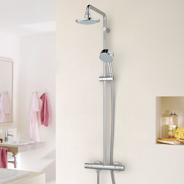 Sistem dus GROHE Tempesta 160 27922000, termostat, 2 functii, argintiu