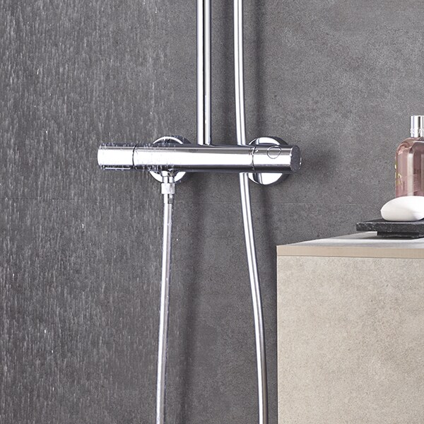 Sistem dus GROHE Rainshower 210 27964000, termostat, 3 functii, argintiu