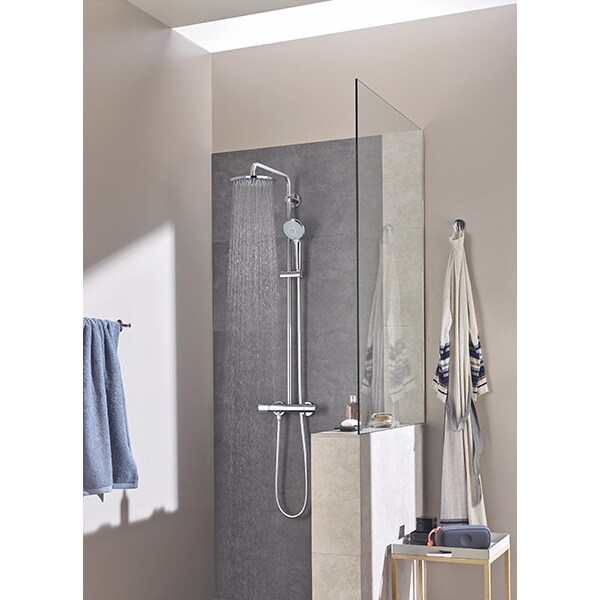 Sistem dus GROHE Rainshower 210 27964000, termostat, 3 functii, argintiu