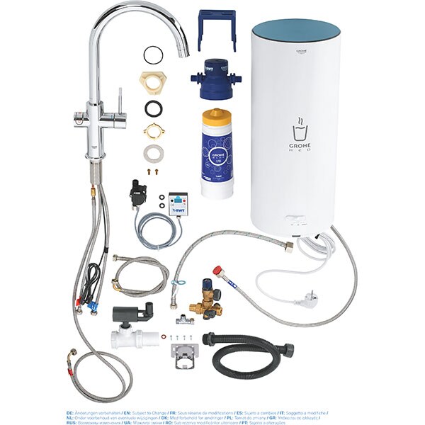 Baterie bucatarie cu boiler si filtru GROHE Red Duo 30079001, metal, argintiu