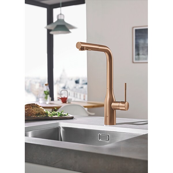 Baterie bucatarie GROHE Essence 30270DL0, dus extractibil, metal, bronz mat