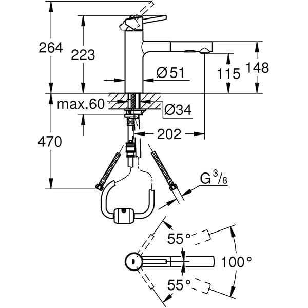 Baterie bucatarie GROHE Concetto 30273001, metal, argintiu