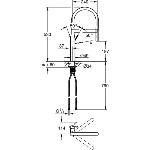 Baterie bucatarie GROHE Essence 30294BE0, Tip C, metal, nichel