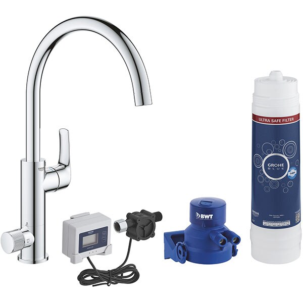 Baterie bucatarie GROHE Blue Pure Eurosmart 30384000, metal, argintiu