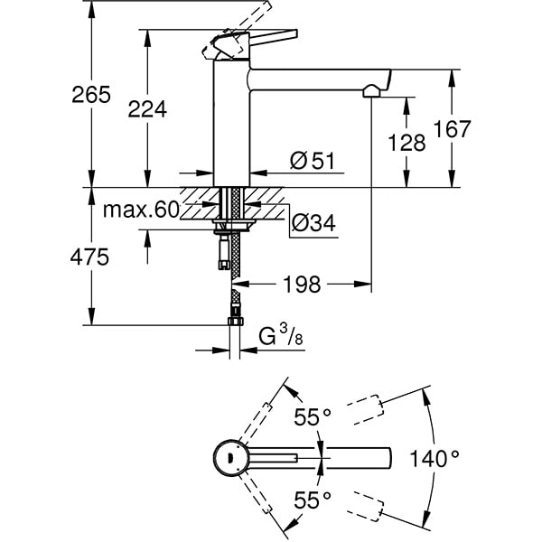 Baterie bucatarie GROHE Concetto 31128001, metal, argintiu