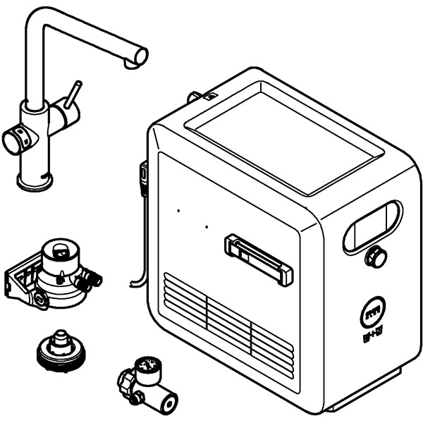 Baterie bucatarie GROHE Blue Professional 31347003, tip L, filtrare, racire, apa carbogazoasa, alama, argintiu