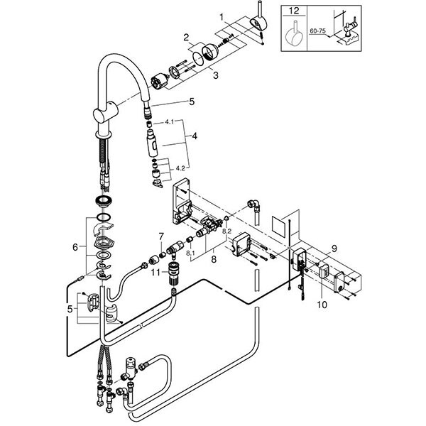 Baterie bucatarie GROHE Minta Touch 31358002, metal, argintiu