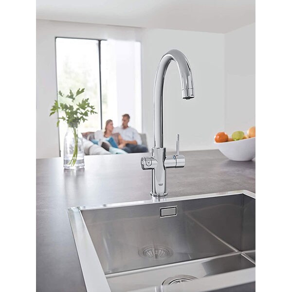 Baterie bucatarie cu unitate de racire si filtru GROHE Blue Home 31455001, metal, argintiu