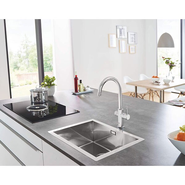 Baterie bucatarie cu unitate de racire si filtru GROHE Blue Home 31455001, metal, argintiu